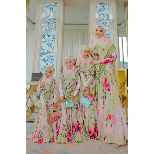 Sarimbit Rindu By Eldeena Syari Original Gamis Couple Syar'i Ceruty Babydoll Printing Set Khimar Cer