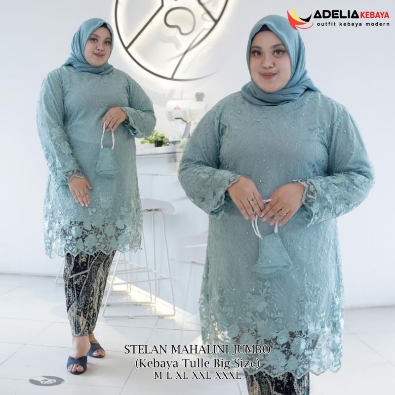 Permata olshop / Kebaya Tunik Tulle Jumbo LD 130 / Kebaya Modern / Kebaya Brukat / Kebaya Kondangan / Kebaya Jumbo