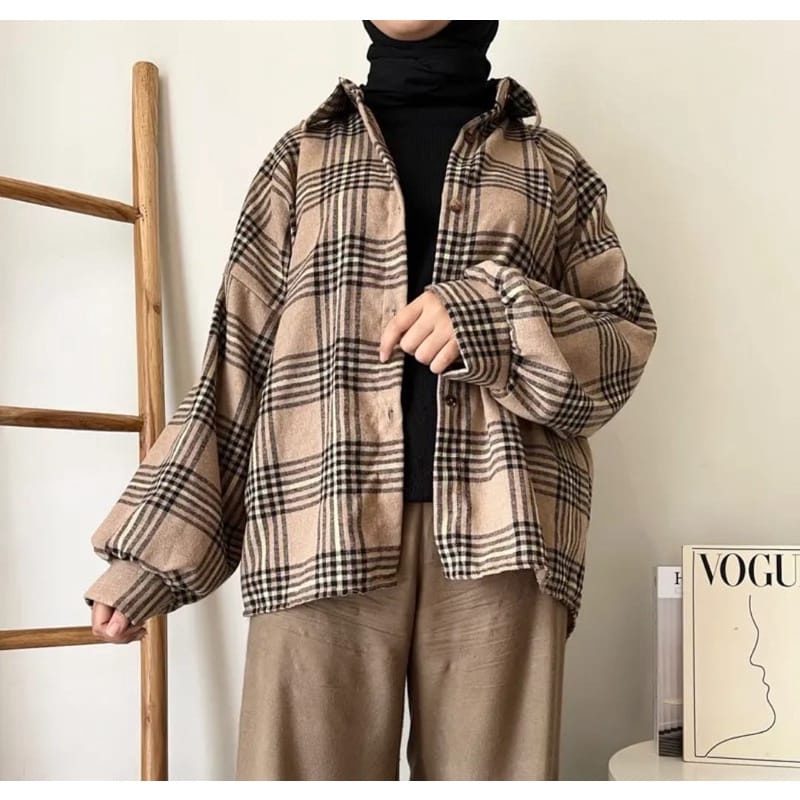 crop top tartan / crop top flanel / kemeja crop wanita