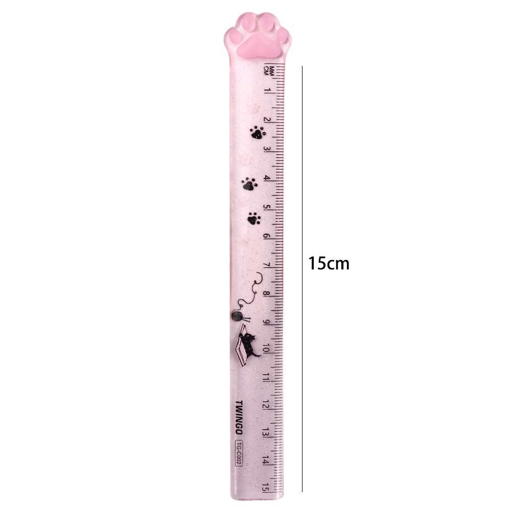 Penggaris Lurus Agustina Kawaii Lucu 15cm Plastik Hadiah Anak Lukisan Cats Claw Ruler