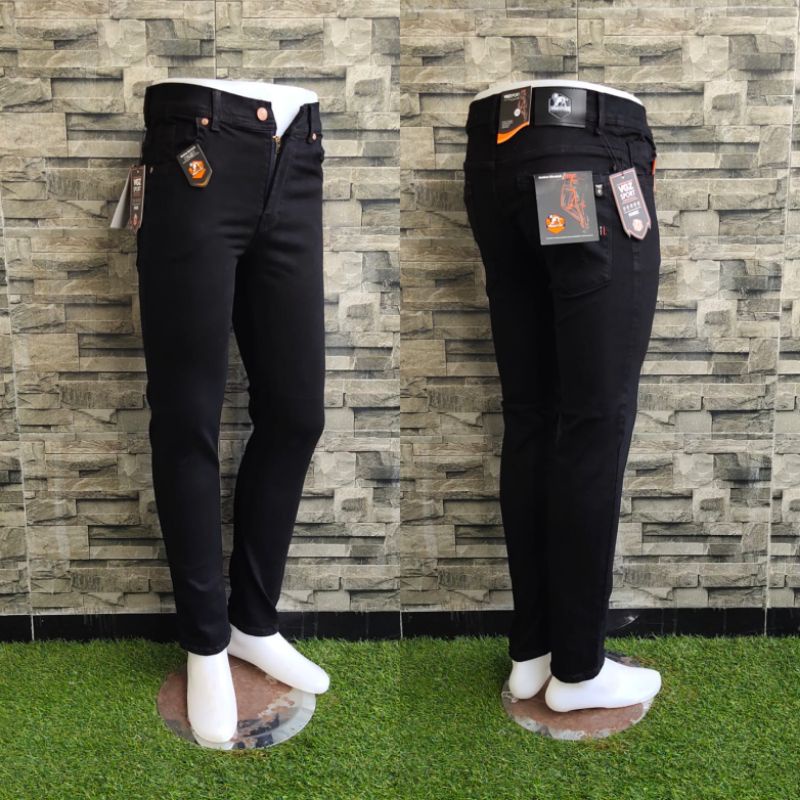 Celana jeans pria panjang slim fit skiny levis hitam pensil standar reguler jumbo