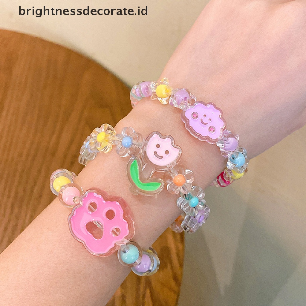 [Birth] Kartun Anak-Anak Gelang Manik-Manik Warna Jelly Gelang Gadis Lucu Gelang Mahasiswa Perhiasan Gelang Perhiasan [ID]