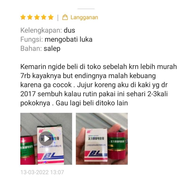 Salep Jerawat CREAM BL ORIGINAL 100% ASLI AMPUH - Eksim - Kudis Kurap - Panu  Kutu Air - Gatal