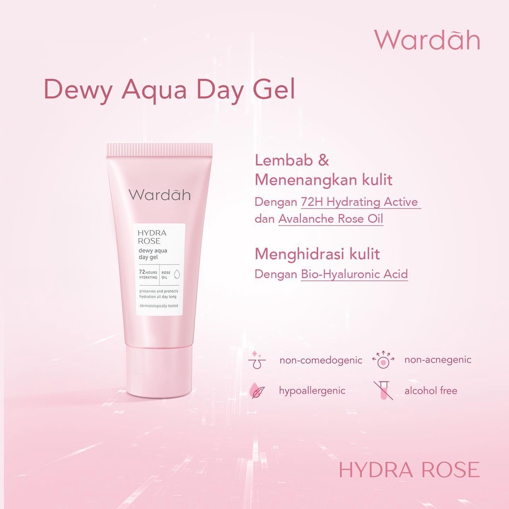 WARDAH Hydra Rose Series Indonesia / Gel To Foam Cleanser Petal Infused Toner Micro Gel Serum / Moisture Rich Day Night Gel / Skincare Face Facial Care Series / Treatment Perawatan Wajah / Pembersih Muka Hydrating Moisturizer Pelembab Melembabkan / Paket