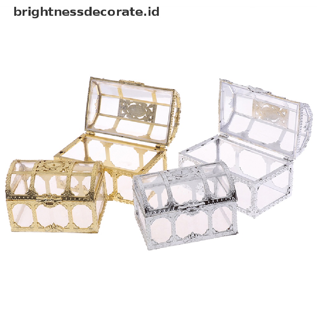 [Birth] 1pc Kotak Penyimpanan Portable Candy Hollow Gold Silver Treasure Chest Case Organizer [ID]