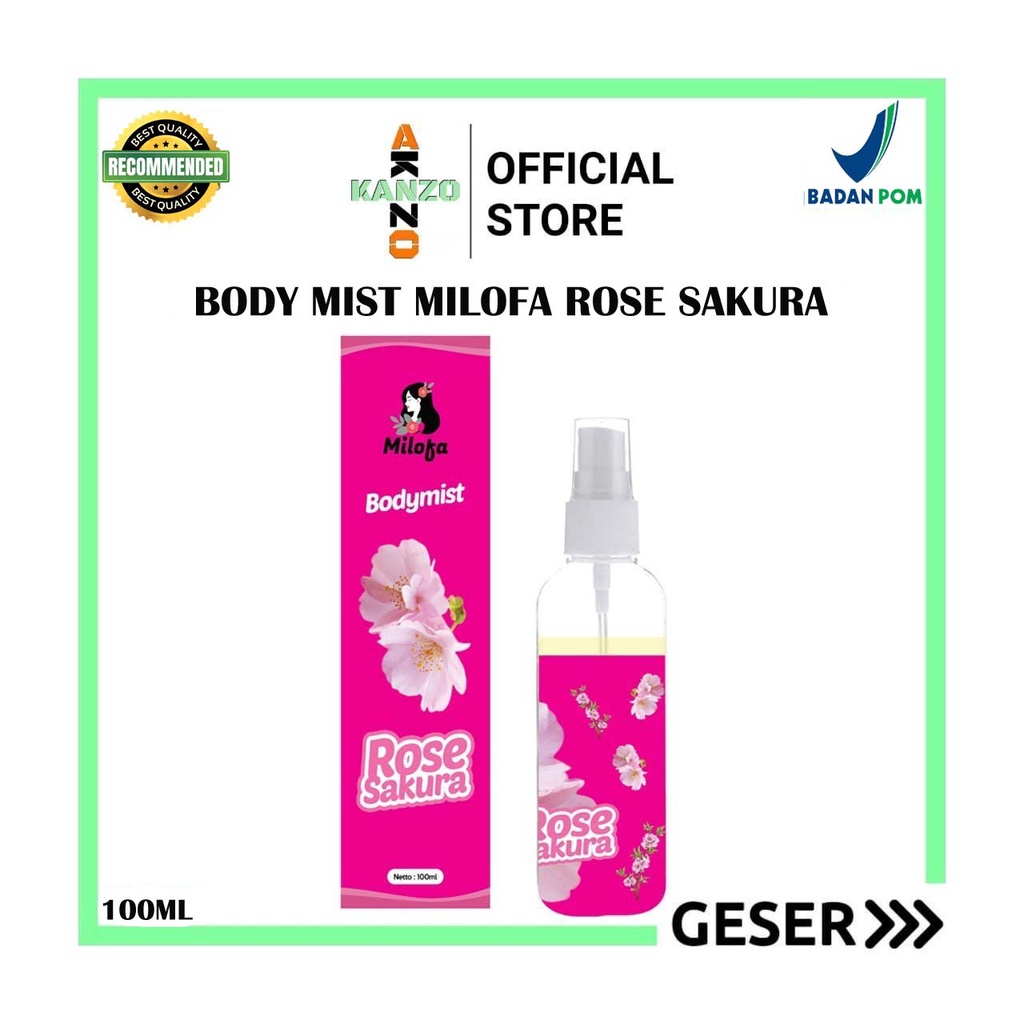 Kanzo - [BPOM] Parfum Body Mist Milofa Rose Sakura 100ml / Body Mist Milofa Rose Sakura 100ml Best Seller / Parfum Rose Sakura 100ml