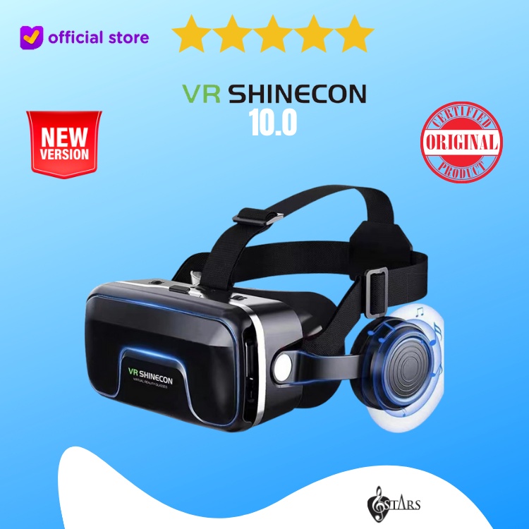 VR Box Shinecon 10.0 With Headphone Kacamata HP Versi Terbaru