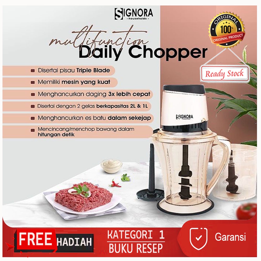 Daily Chopper Signora Rose Gold Kapasitas 2 Liter Penggiling Daging Sayur dan Buah