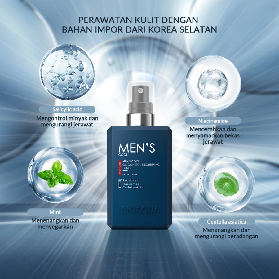 ✨ AKU MURAH ✨ BIOAQUA Men's Skincare Cool Oil Control Toner / Brightening Toner 120ml