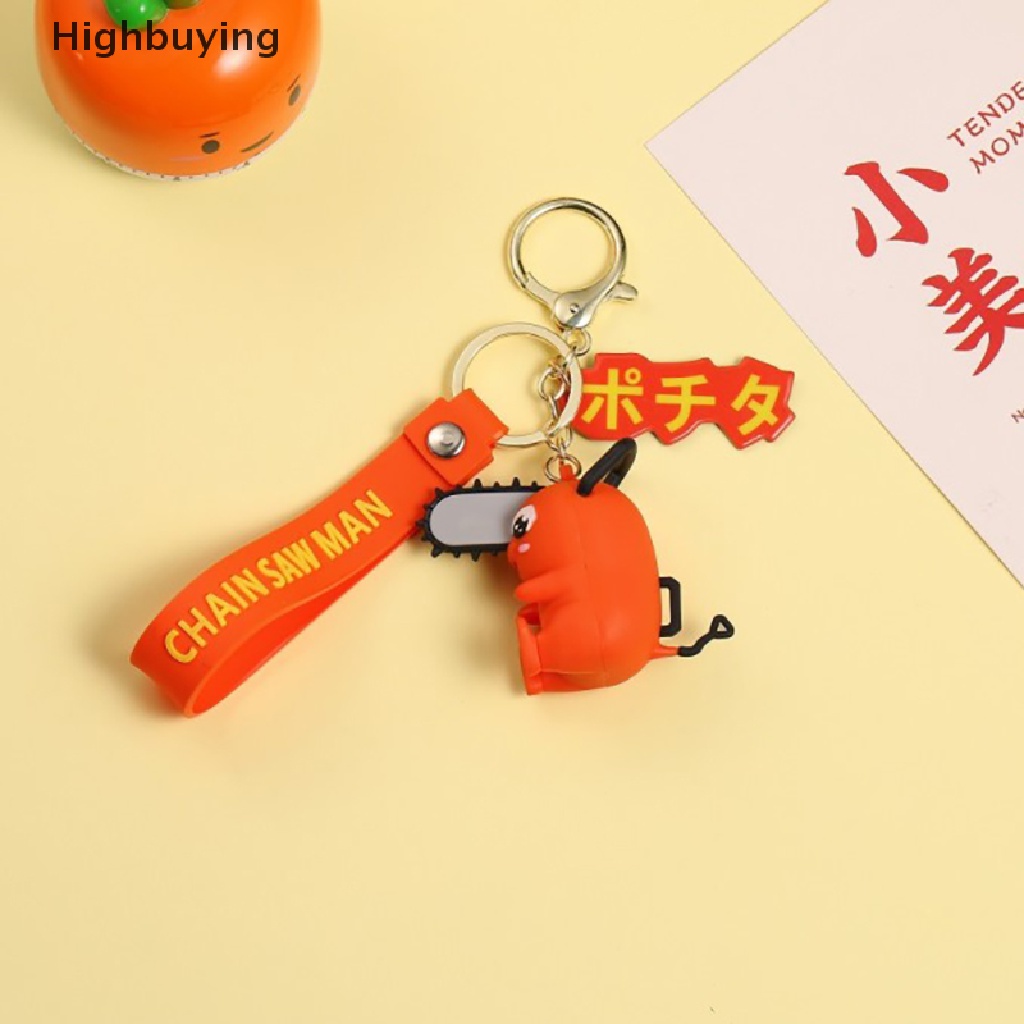 Hbid New Anime Chain Man Keychain Lucu Lembut Karet Pochita Gantungan Kunci Mobil Denji Makima Key Chains Bag Pendant Key Holder Pasangan Hadiah Glory