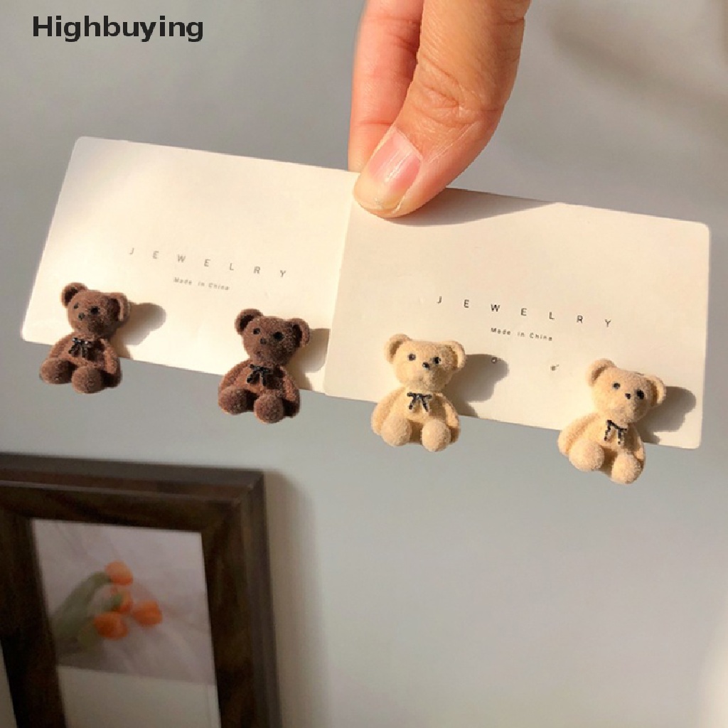 Hbid Lucu Pluffy Anting Beruang Mewah Untuk Wanita Berbulu Hewan Drop Earrings Perhiasan Glory