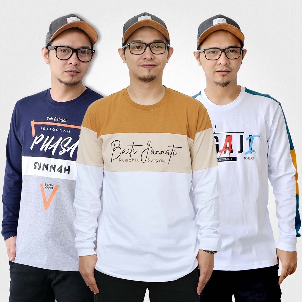 Alzara Kaos Dakwah Islami Lengan Panjang Pria & Wanita Cotton Combed 24s Series