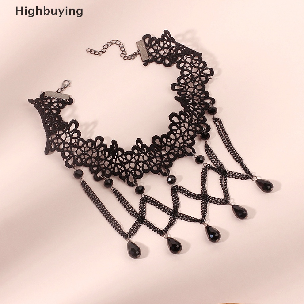 Hbid Retro Gothic Punk Renda Multilayer Choker Kerah Bib Liontin Kalung Wanita Baru Glory