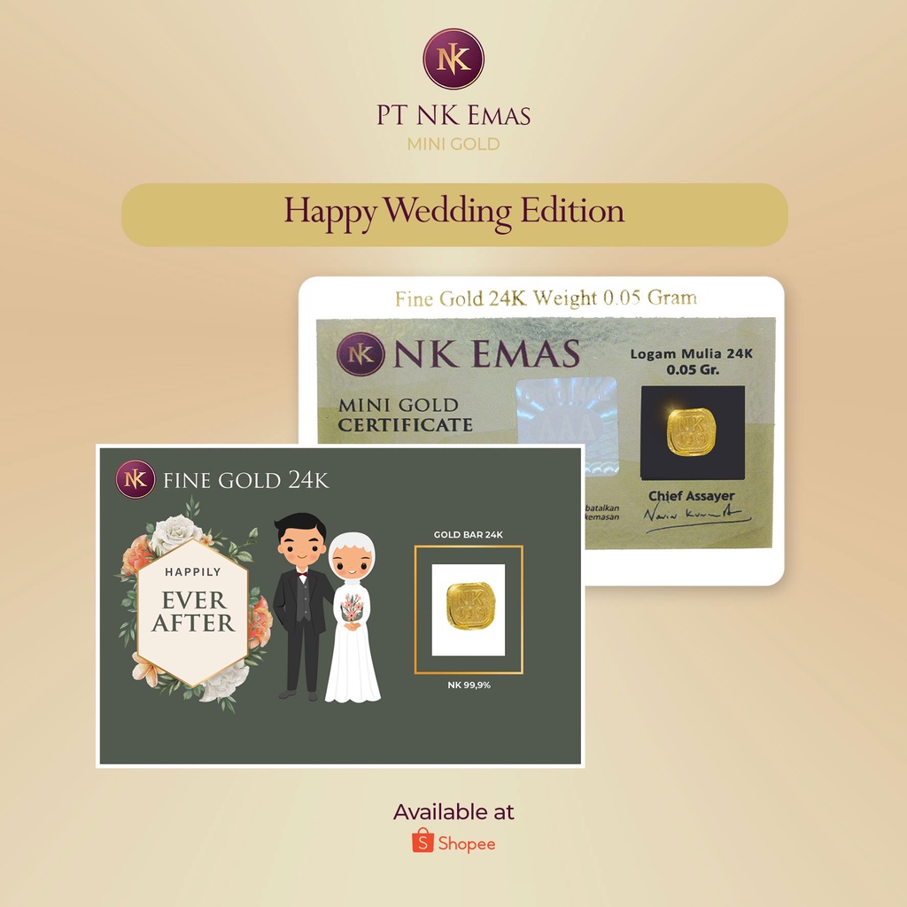 5 Pcs NK Mini Gold 0.05 Gram (Happy Wedding Envelope Edition) A