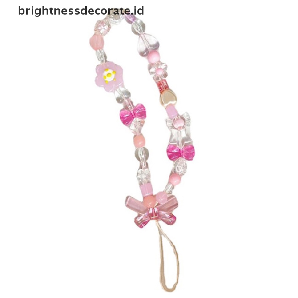 [Birth] Kreatif Geometris Bunga Busur-Simpul Bentuk Hati Rantai Ponsel Lanyard Fashion Ponsel Dekorasi Pesona Wanita Gadis Perhiasan [ID]