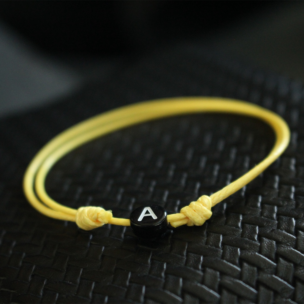 [Kuning] 1mm Gelang Tali Inisial Kuning / Gelang Couple Inisial / Gelang Kuning Polos