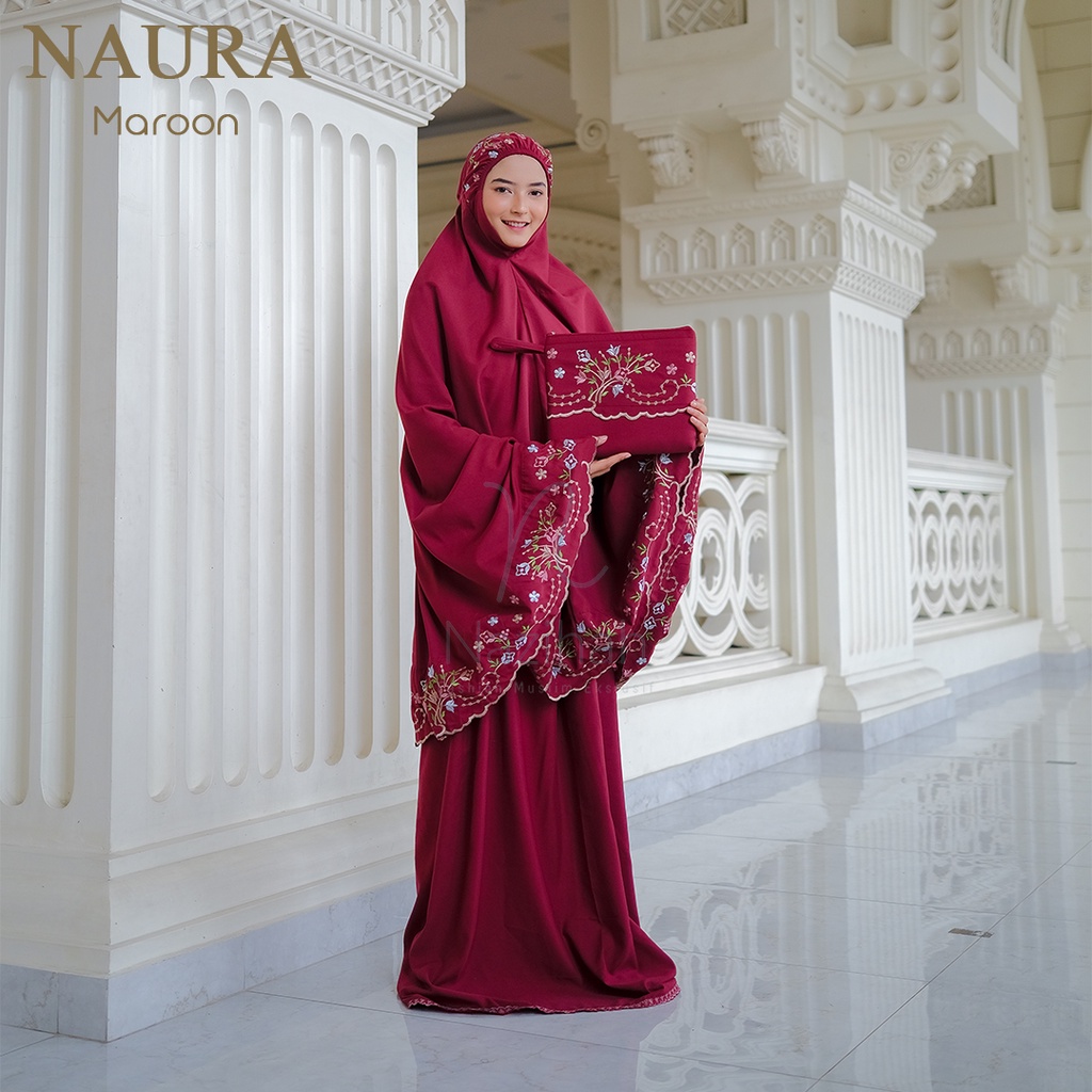 Mukena Dewasa Kain Katun Bordir Naura by Nazihah | Ibadah Nyaman dan Elegan [COD]