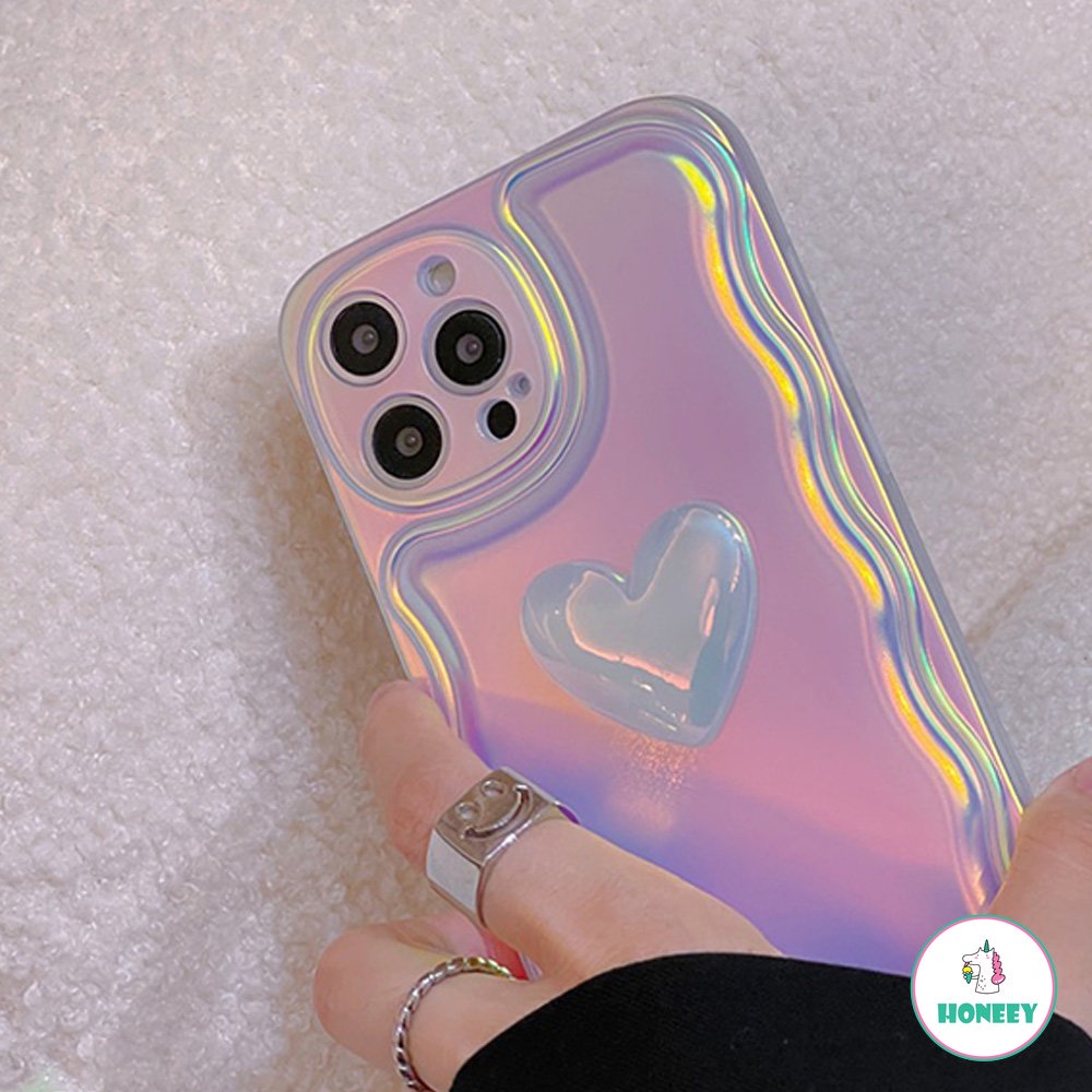 Ins Soft Case TPU Motif Hati 3D Untuk IPhone 14 13 12 11 Pro Max