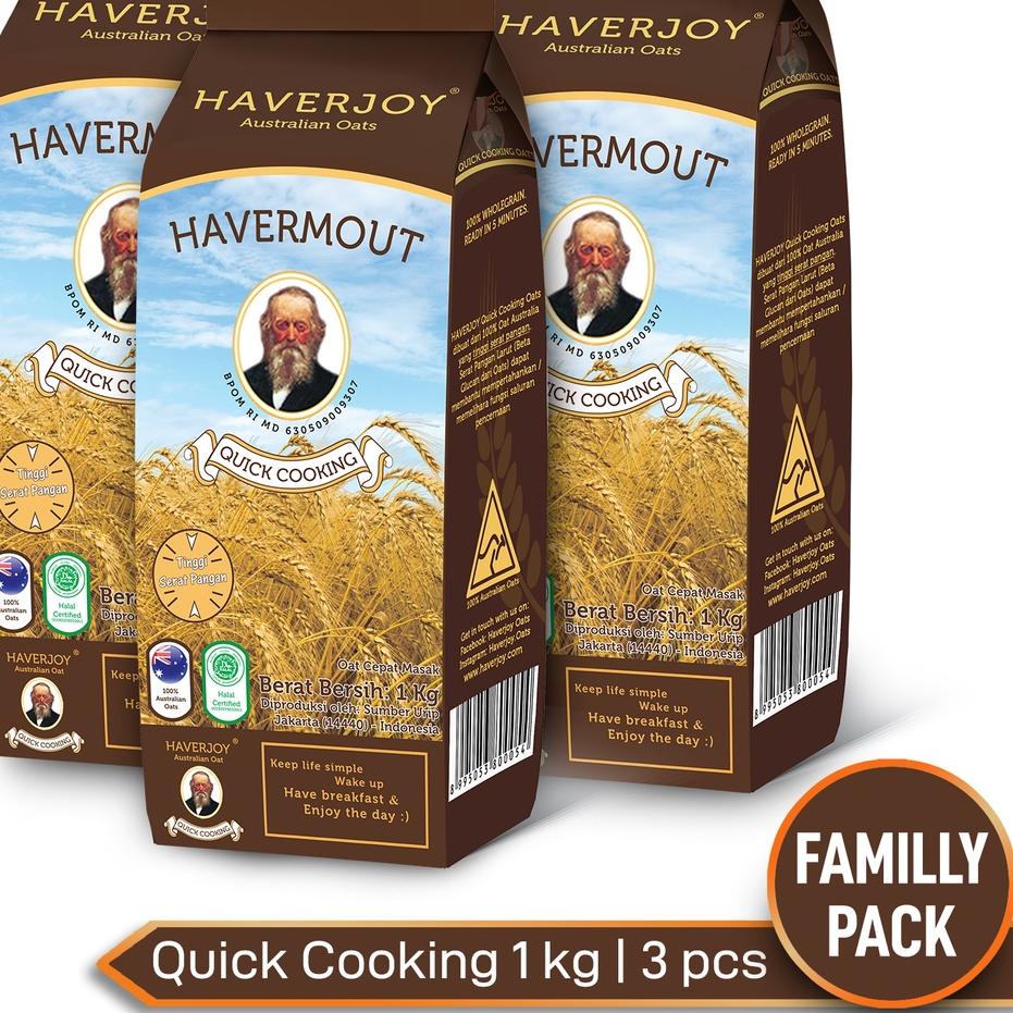 

Sale[HJ]-Haverjoy Family Pack Quick Cooking Oats 1 kg - 3 Pcs