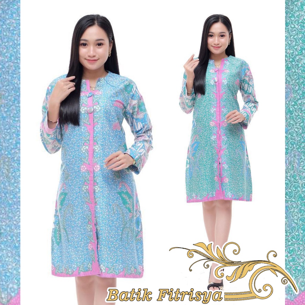 Tunik Batik Kancing - Tosca Biru Hijau