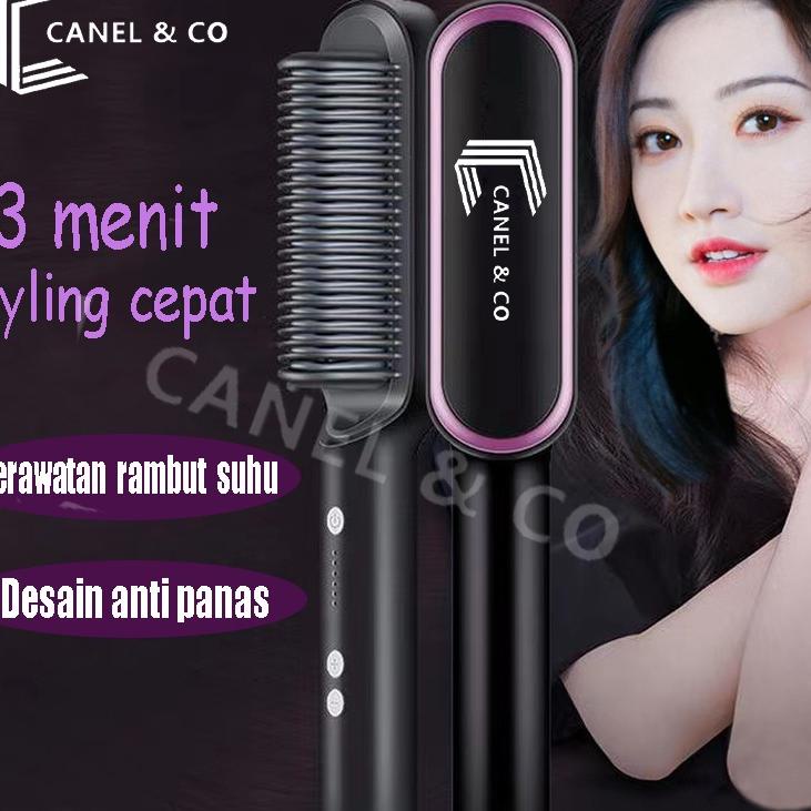 ◊ Canel&Co Catok Sisir Pelurus Rambut Hair Curler  2 In 1 Catokan Sisir Listrik Professional Automat