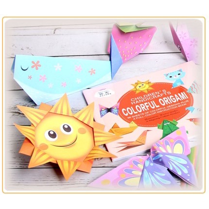 Mainan Origami 3D Anak - Kertas Lipat Origami Anak - Origami Box Biru 96 Lembar - Kertas Origami - Colorful Origami English Version - Origami Warna Warni