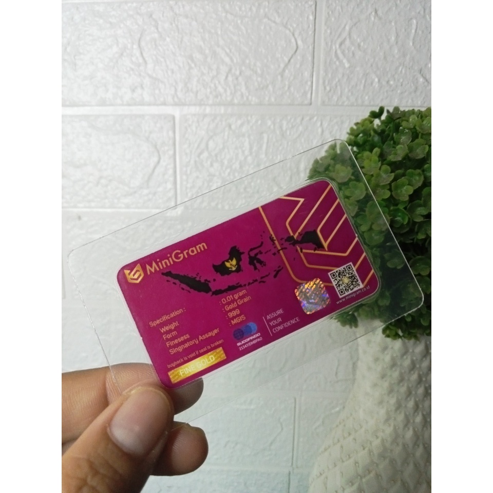 MINIGRAM Reguler Series 0,01 Gram Kemasan Laminating TERMURAH TERLARIS Emas Mini Emas Batangan Logam Mulia Murni 24 Karat Bersertifikat Resmi Asli Original Tabungan Emas Souvenir Keren Mewah