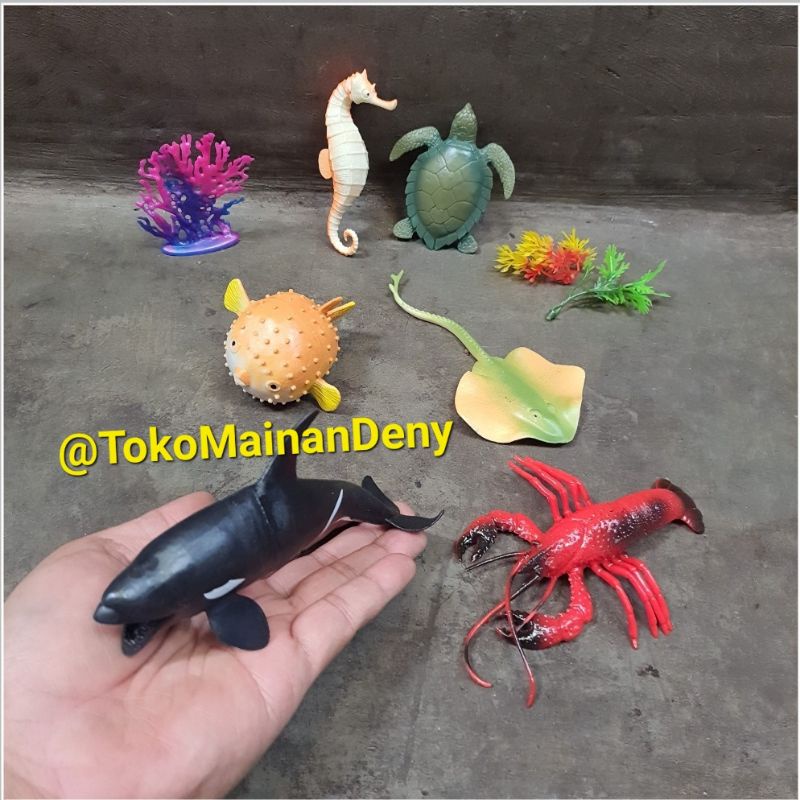 Mainan Koleksi Miniatur Hewan Laut Ukuran Besar isi 6 pcs