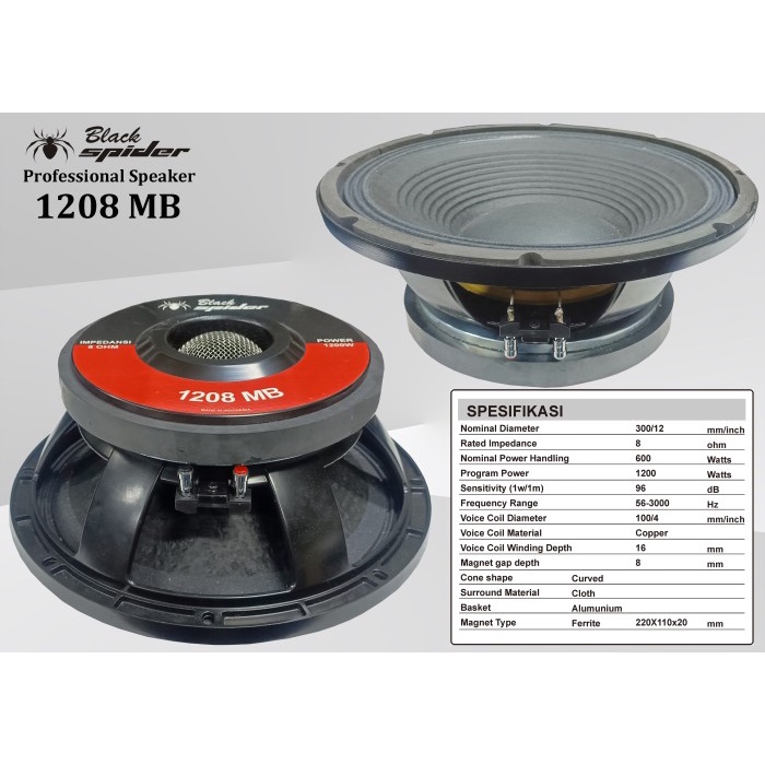 Speaker Component Black Spider BS 1208 MB 12&quot;