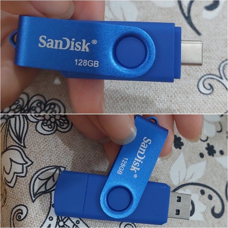 FLASHDISK DUAL OTG TYPE C 32GB/64GGB/12GB FLASH DRIVE ULTRA DUAL USB 3.1 HITAM/BIRU