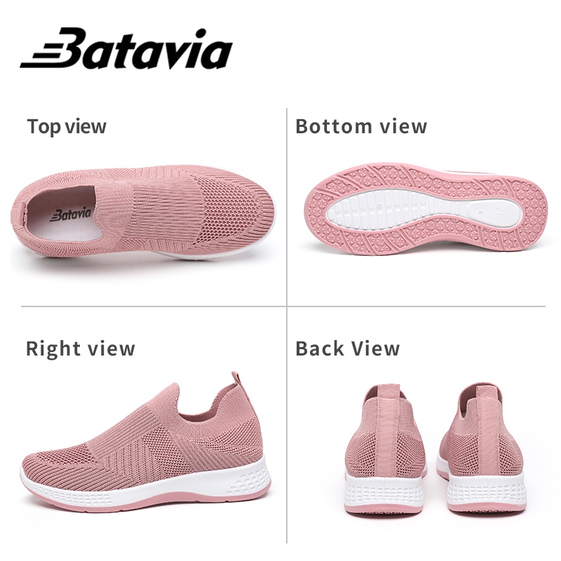 （COD）Batavia Baru Rajutan Sepatu Wanita Bernapas dan Nyaman Sepatu Olahraga Wanita Lembut Bawah Elastis Sepatu Non-Slip Tahan Aus Sepatu Joging Sepatu Berjalan Sepatu Sekolah Wanita N33 N6