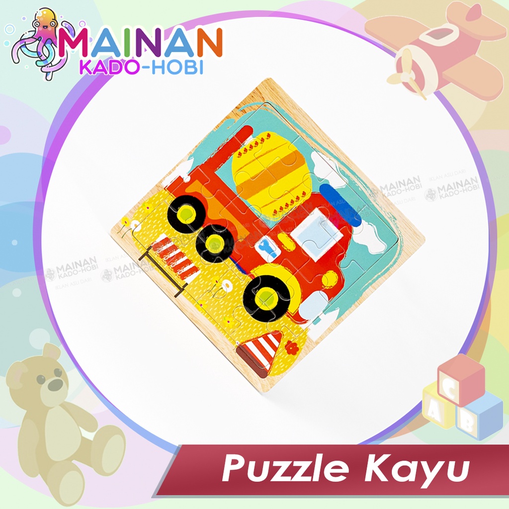 MAINAN ANAK PUZZLE KAYU TRANSPORTASI CEMENT TRUCK TRUK SEMEN