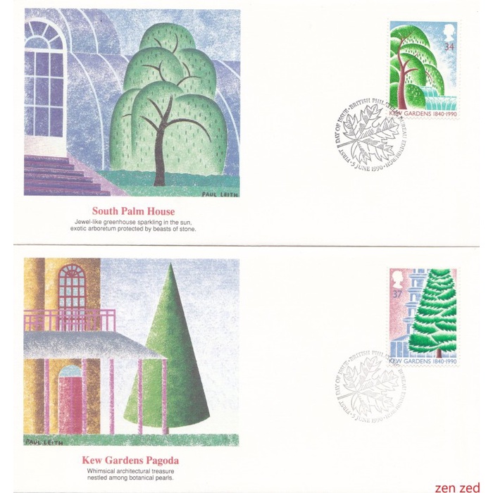 

A850 Prangko Inggris FDC 1990 The Kew Gardens 4 Pcs