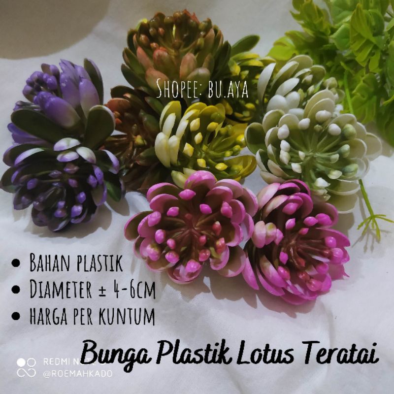 3pcs Bunga Lotus Teratai Kuntum Bunga Plastik