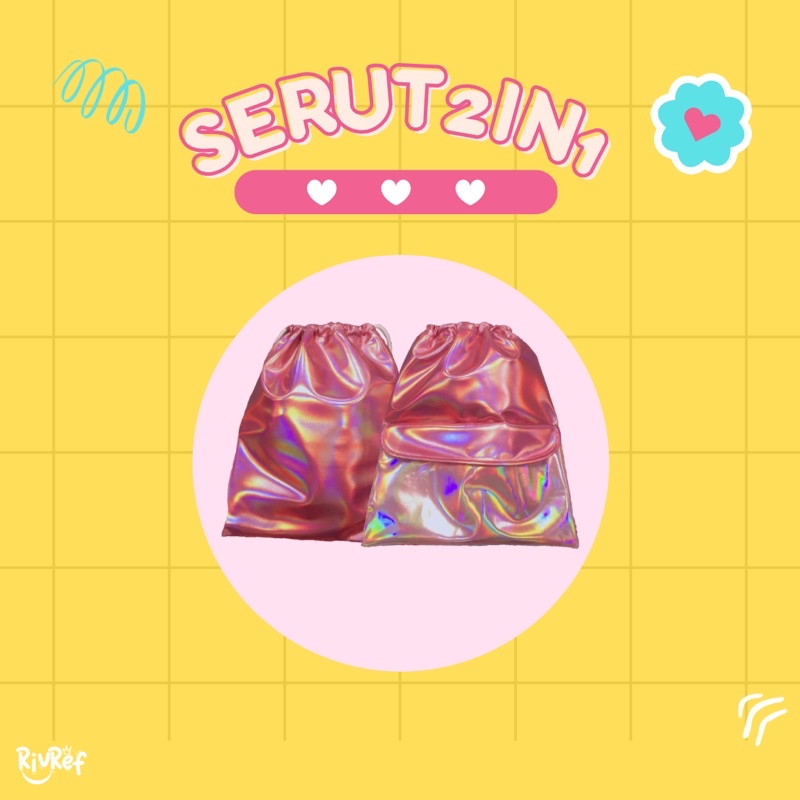 Tas serut hologram stringbag tas serut wanita tas serut anak tas serut aesthetic tas bahu wanita tas