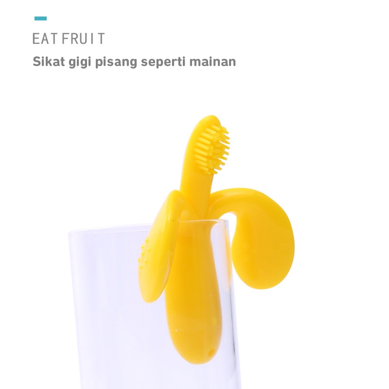 DADAWARD Baby Teether Gigitan Bayi berbentuk Pisang Banana Sikat Gigi Silikon/ Banana Teether/ Banana Teething Toothbrush