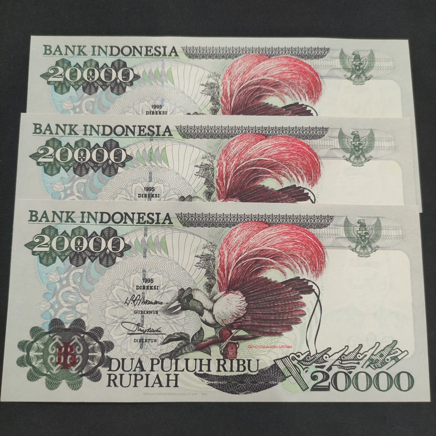 Uang Kuno 20000 Rupiah Cendrawasih 1995/1995 KEYDATE UNC