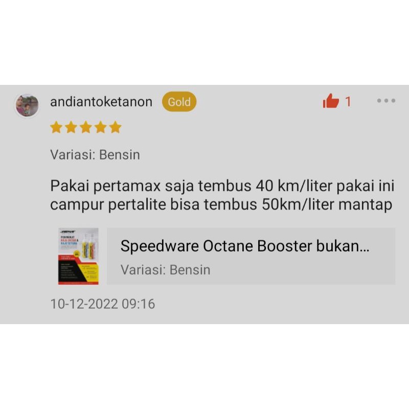 Speedware Octane Booster bukan crmax, 2ehn, tmo, stp, lupromax