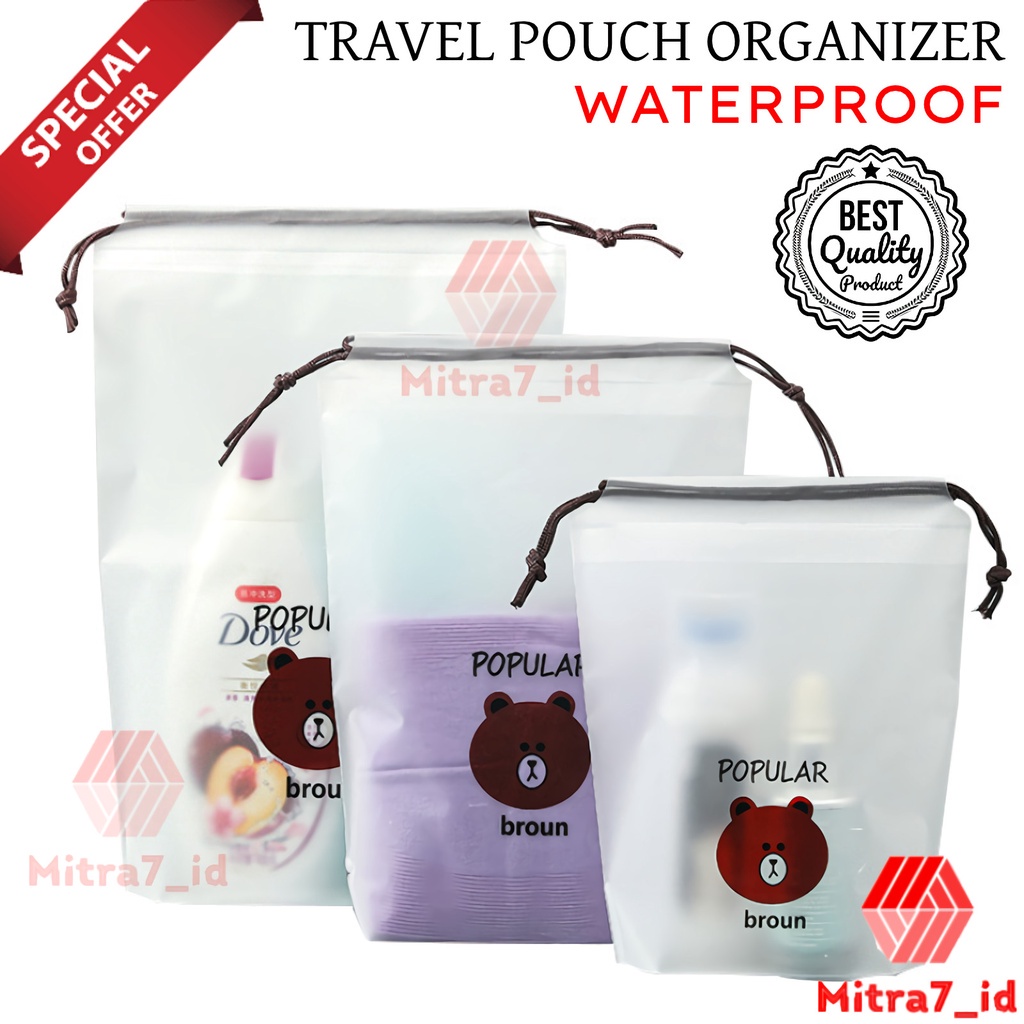 [M7] TRAVEL POUCH MAKE UP / POUCH TRAVEL ORGANIZER / MAKE UP POUCH ORGANIZER / TAS MAKE UP SERUT / KANTONG MAKE UP MOTIF BERUANG