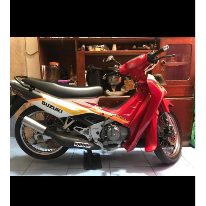 striping stiker satria lumba merah putih LE 2001original