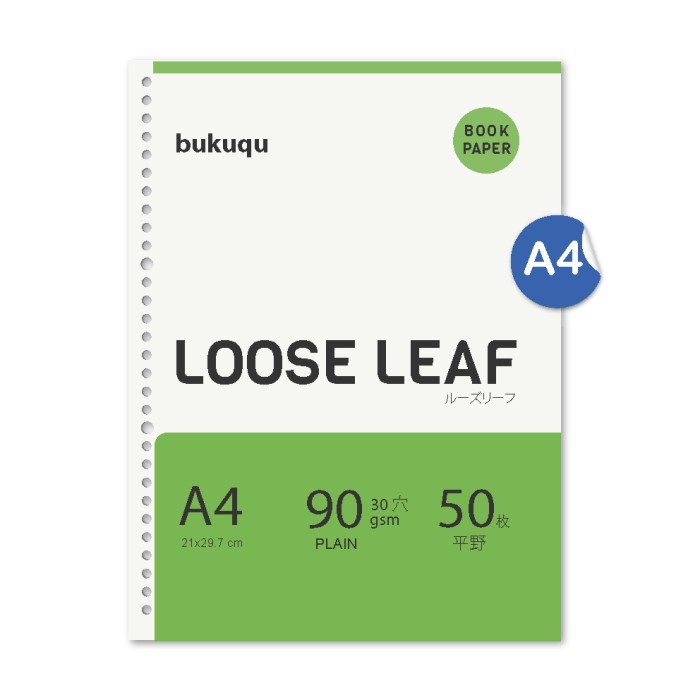 Kertas A4 Bookpaper Loose Leaf - Polos By Bukuqu