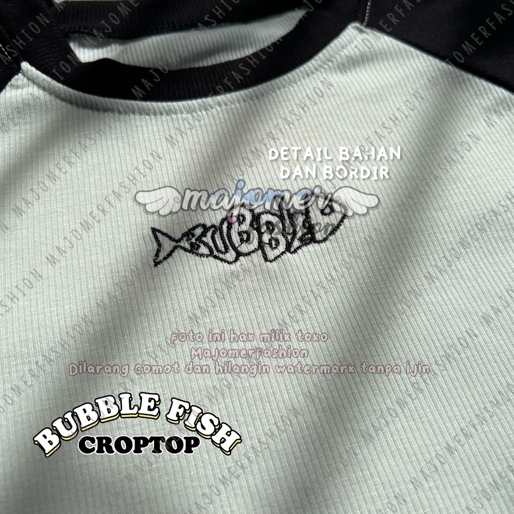 MAJOMER | BUBBLE FISH CROP TOP - KAOS WANITA