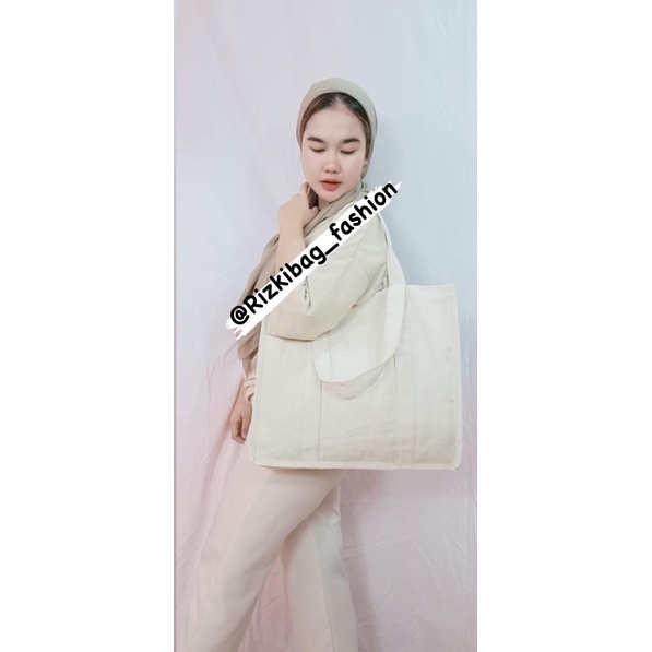 Rizkibag Ecla Totebag Kanvas Wanita kapasitas besar