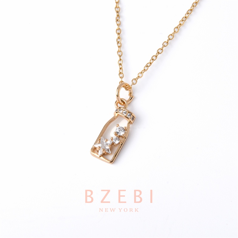 Bzebi Kalung Emas 18k, Kalung Baja Titanium, Kalung Liontin Berlian, Anti Karat, Aksesoris Fashion Wanita, Perhiasan Gaya Korea, Hadiah Ulang Tahun Dengan Box Eksklusif 856n