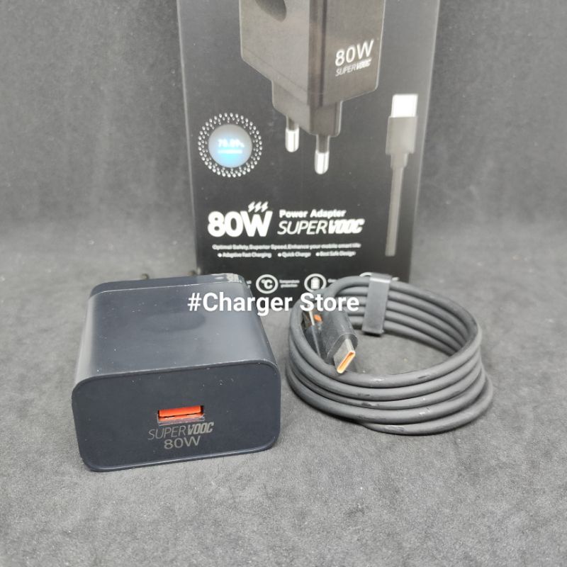 Charger Oppo Hitam 80W 6.5A Type C ORIGINAL 100% SUPER VOOC DART FAST CHARGING