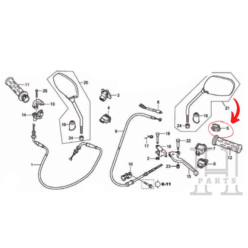 TOMBOL SAKLAR JAUH DEKAT 3 PIN SWITCH UNIT DIMMER BLADE REVO CS1 BEAT VARIO 110 KARBURATOR SUPRA  X 125 35170-KVB-851 ASLI ORIGINAL AHM HGP HONDA