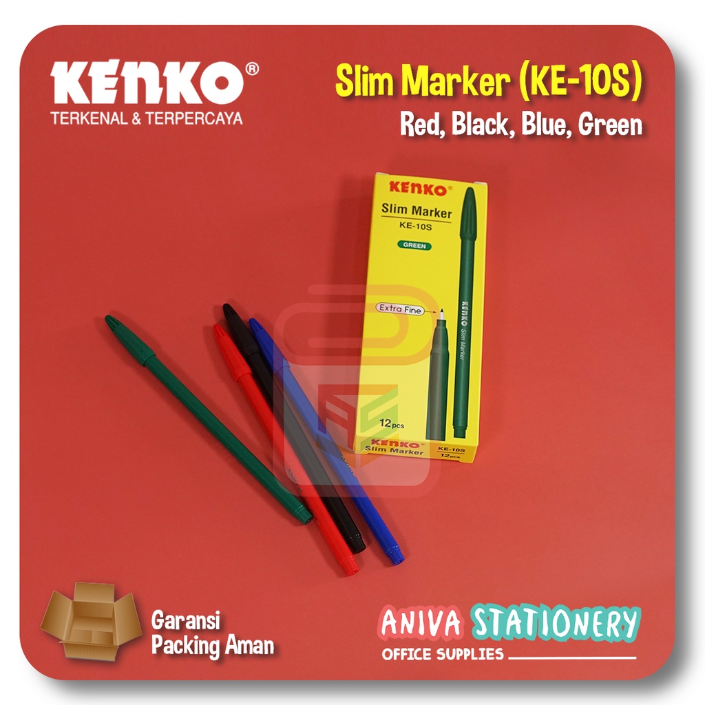

KENKO SPIDOL SLIM MARKER SPIDOL UJUNG TIPIS BLACK BLUE RED GREEN KE-10S