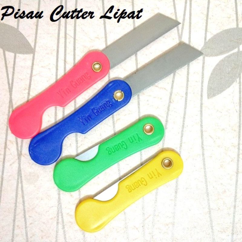 Pisau Cutter Lipat Mini / Foldable Knife / Alat Bantu Potong Kertas Plastik Perlengkapan ATK