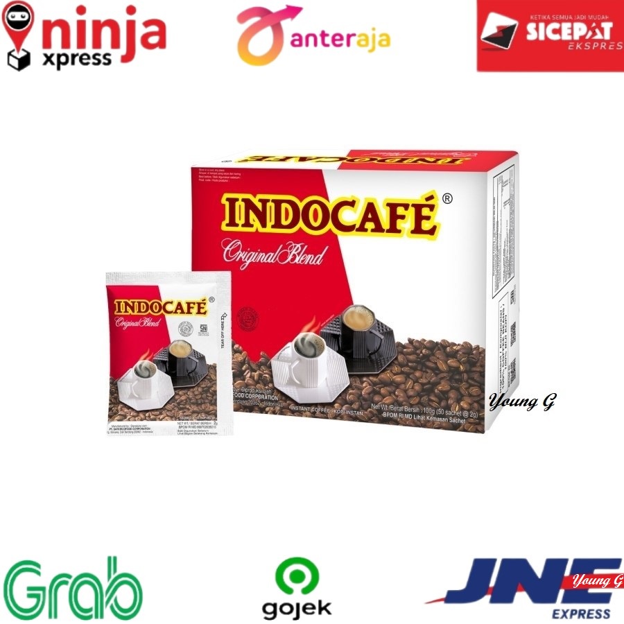 

50 Sachet COFFEE INDOCAFE ORIGINAL BLEND - Kopi Biji Arabika Robusta - BPOM