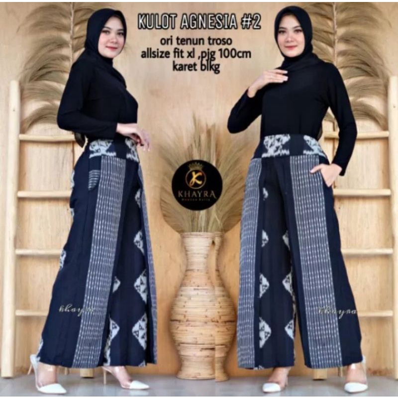 CELANA KULOT LONGGAR, MOTIF ETNICK PINGGANG ATAS